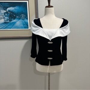 Alex evenings, vintage black velvet and satin top size small